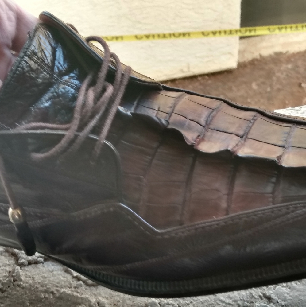 12 hornback crocodile and eel skin leather oxfords - Picture 2 of 7